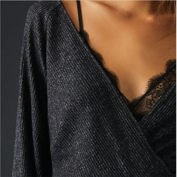 Anthropologie Brushed Ribbed Surplice Wrap Sweater - Picture 4 of 14